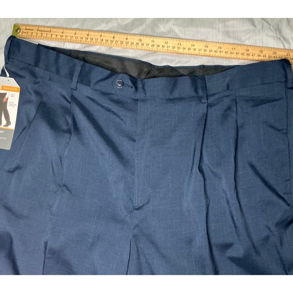 Savane Navy Blue Straight Leg Pants Stretch Business Casual Mens 44x30 Workwear - Picture 3 of 10
